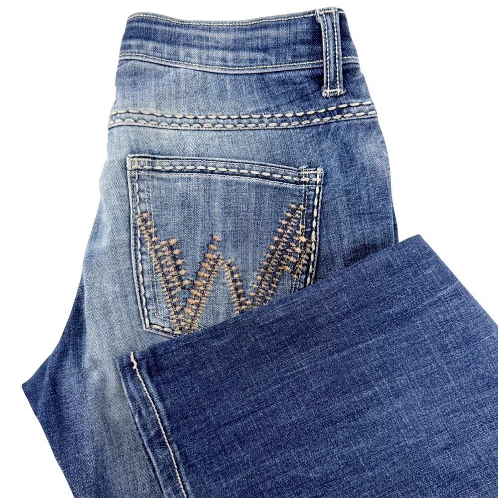 Wrangler Shiloh Jeans Womens 5/6x32 Blue Denim No Gap Waistband Straight Leg